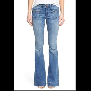 Nordstrom 1822 Denim flare jeans braided pockets